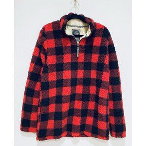 Cabin Fever by Ramatex Sherpa Pullover Mens Medium Buffalo Plaid Fleece Hiking